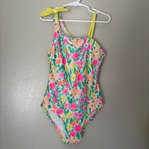 Cat & Jack Kids Swim One Piece - Floral Pink and Yellow